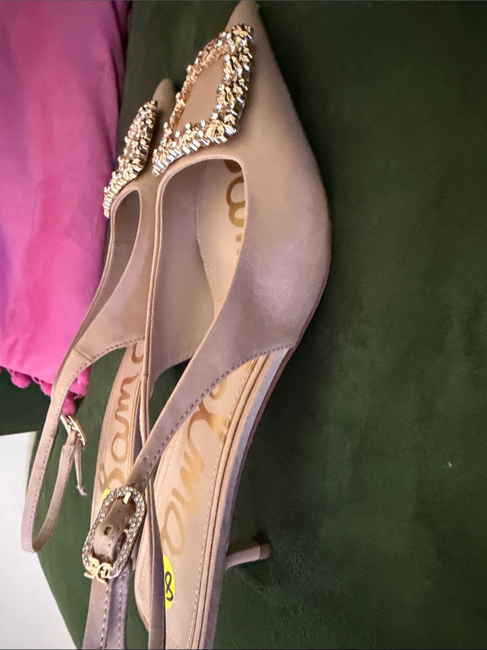 Sam Edelman Satin Pointed Slingback Flats with Crystal Buckle NWT size 8 - Picture 4 of 6